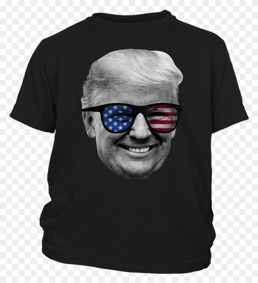 928x1025 Patriotic Donald Trump American Flag 4th Of July T Shirt Shirt, Clothing, Apparel, Sunglasses HD PNG Download