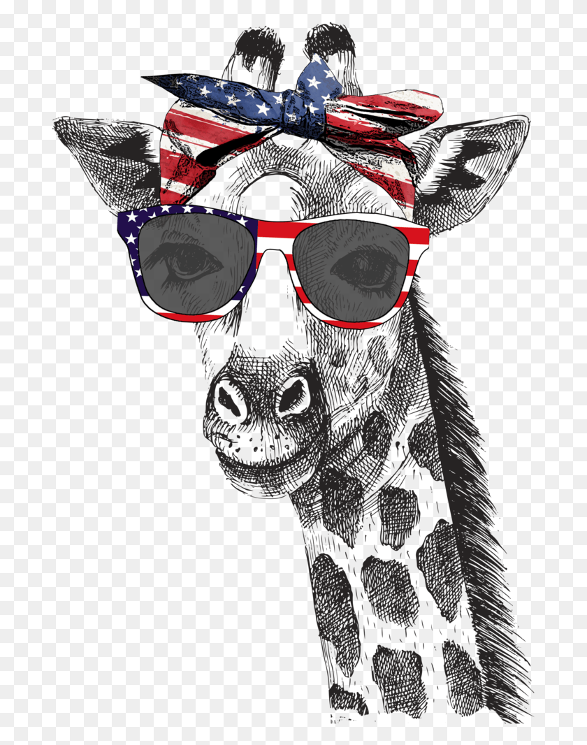 693x1006 Patriotic Giraffe Graphic Tee Hipster Giraffe, Sunglasses, Accessories, Accessory HD PNG Download