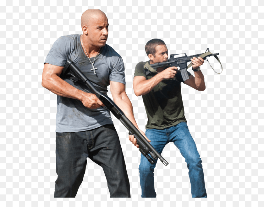 576x600 Paul Walker Vin Diesel And Paul Walker, Person, Human, Gun HD PNG Download