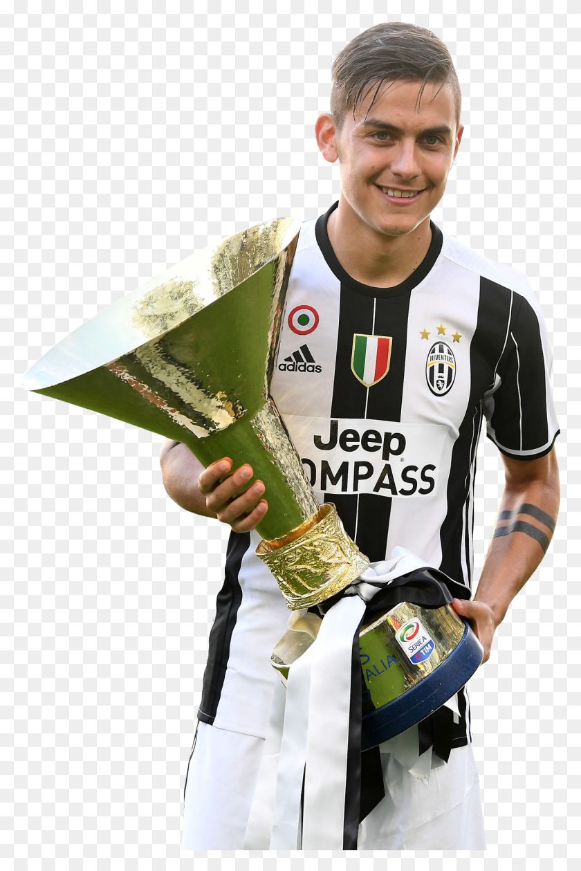 1187x1825 Paulo Dybala With Trophy Dybala Serie A Trophy, Person, Human, Clothing HD PNG Download