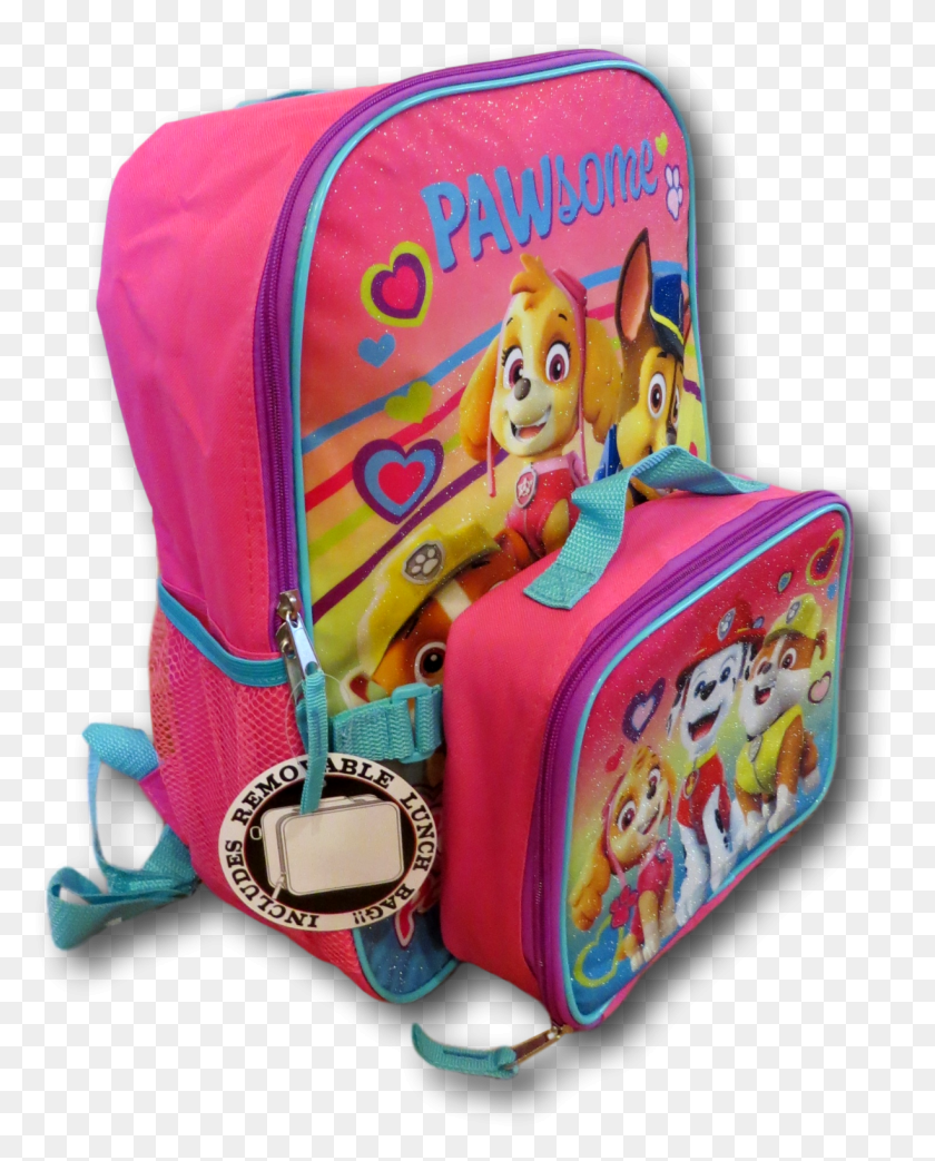 1225x1545 Paw Patrol Girls Large Pink School Backpack Lunch Box Bag, Luggage HD PNG Download