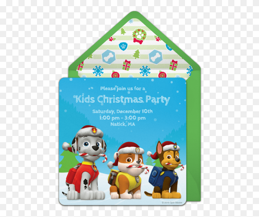 472x642 Paw Patrol Group Holiday Online Invitation Christmas Paw Patrol, Toy, Envelope, Mail HD PNG Download