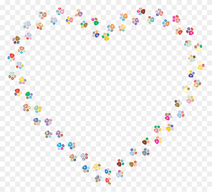 834x750 Paw Printing Dog Cat Heart Colorful Paw Print Heart, Accessories, Accessory, Bead HD PNG Download