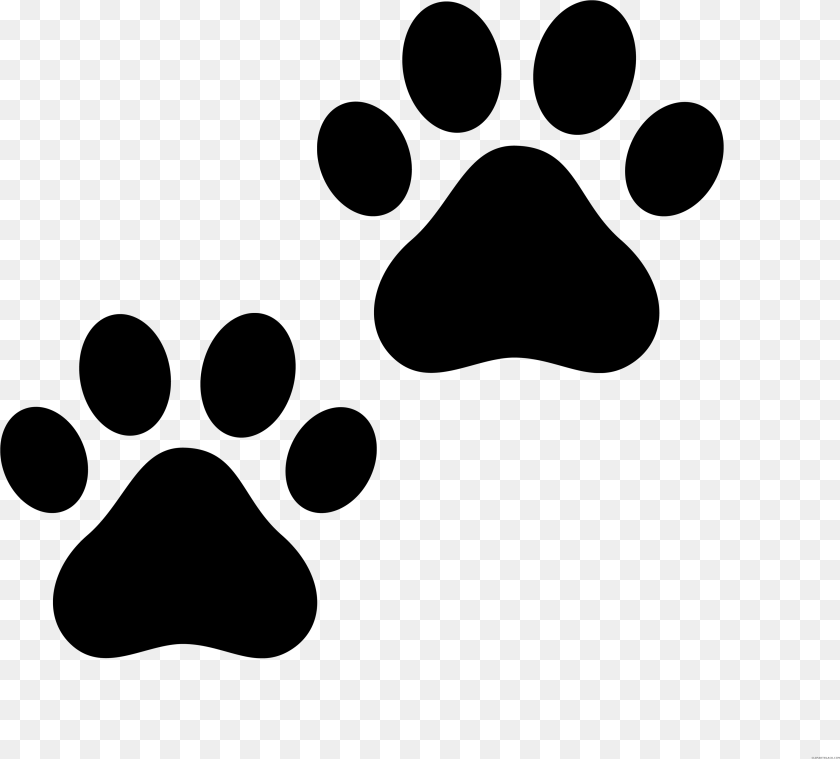 3661x3308 Pawsnoutclip Artfootprintblack And White Paw Print Clipart Black And White, Gray Transparent PNG