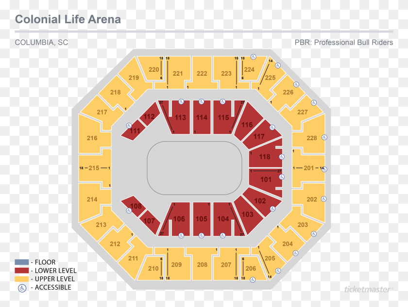 2966x2179 Pbr January Colonial Life Arena Seating Chart With Seat Numbers, Building, Stadium, Field HD PNG Download