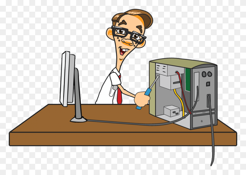 1000x690 Pc Clipart Computer Nerd Someone Fixing A Computer, Electronics, Hardware HD PNG Download