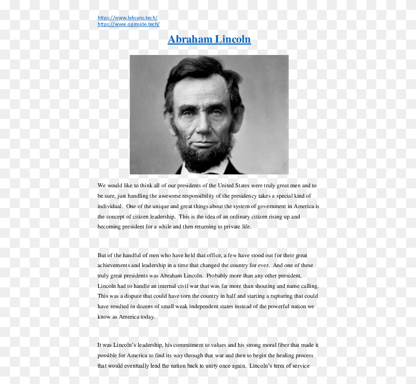 450x715 Pdf Abraham Lincoln, Face, Person, Human HD PNG Download