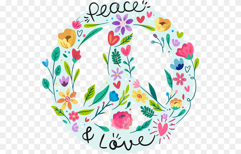 550x535 Peace And Love Floral Sign Throw Pillow Signo De La Paz Con Flores, Food, Birthday Cake, Cake, Cream Clipart PNG