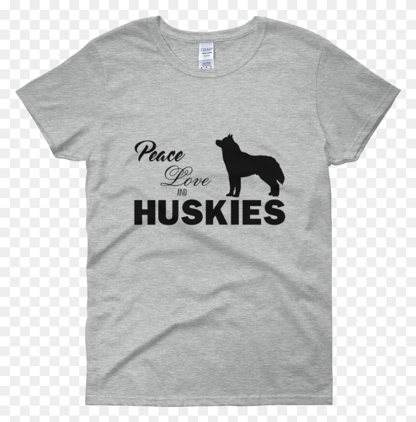 852x867 Peace Love And Huskies T Shirt, Clothing, Apparel, T-shirt HD PNG Download
