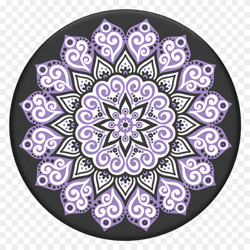 823x824 Мандала Мира Фиолетовый Поп-Сокет Фиолетовый И Черный Поп-Сокет, Графика, Цветочный Дизайн Png Скачать