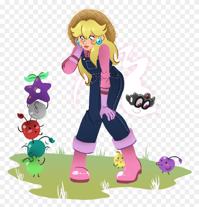 835x872 Peach And Tiara Visit Stardew Valley Watch The Speedpaint Cappy Mario Peach And Tiara Fan Art, Comics, Book, Person HD PNG Download