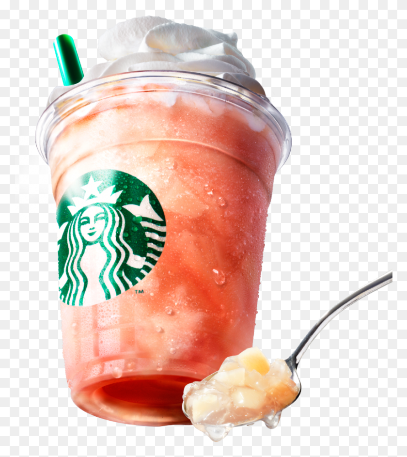 851x964 Peach In Peach Frappuccino Starbucks New Logo 2011, Juice, Beverage, Drink HD PNG Download