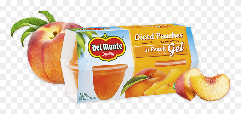 861x375 Peaches In Peach Flavored Gel Fruit Cup Snacks Del Monte Jello Fruit Cups, Plant, Food, Juice HD PNG Download