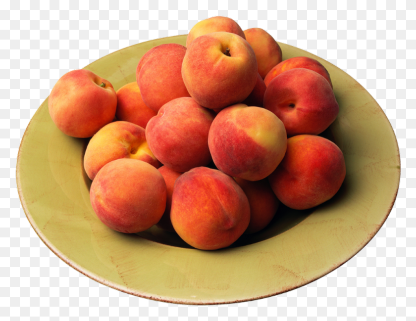 990x748 Peaches Sticker Peach On A Plate, Plant, Fruit, Food HD PNG Download