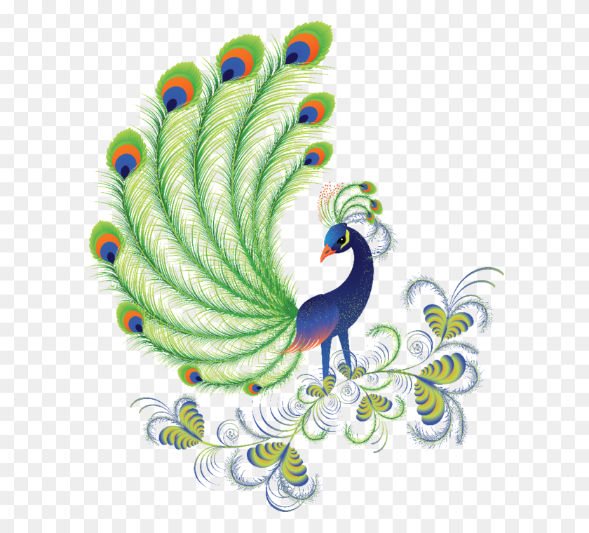 598x700 Peafowl Clipart Gold Peacock Peacock Picture In Cartoon Beautiful, Animal, Bird, Pattern HD PNG Download