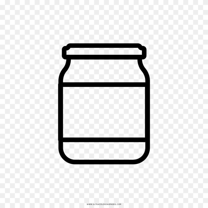 Peanut Butter Jar Coloring, Gray Sticker PNG