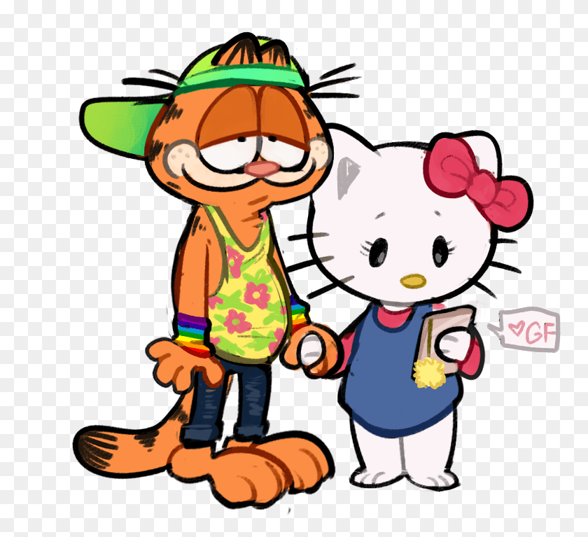 763x707 Peanut Hello Kitty And Garfield, Clothing, Apparel, Face HD PNG Download