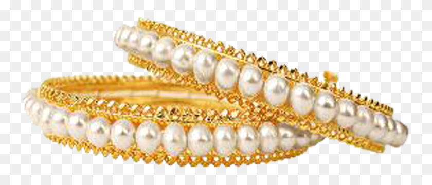 757x300 Pearl Bangles Diamonds Pearl Bangles In Gold, Jewelry, Accessories, Accessory HD PNG Download
