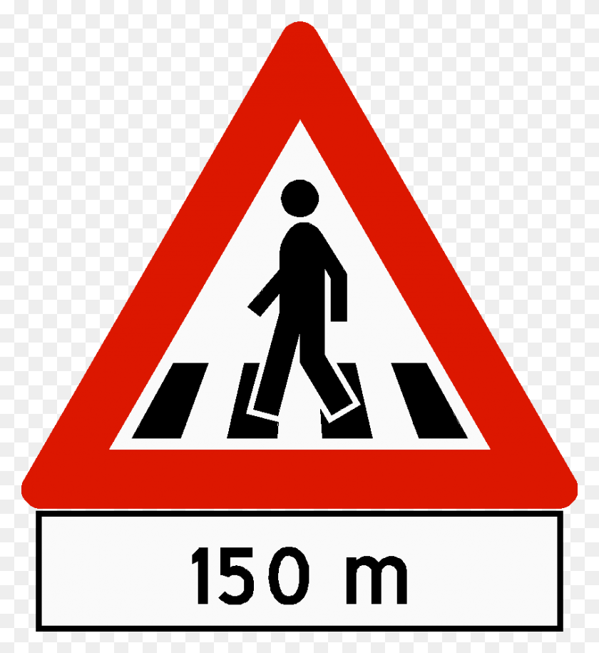 847x929 Pedestrian Crossing Sign Clip Art, Symbol, Road Sign, Person HD PNG Download