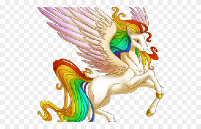 535x481 Pegasus Clipart Rainbow Unicorn Unicorn With Wings Rainbow, Angel, Archangel HD PNG Download