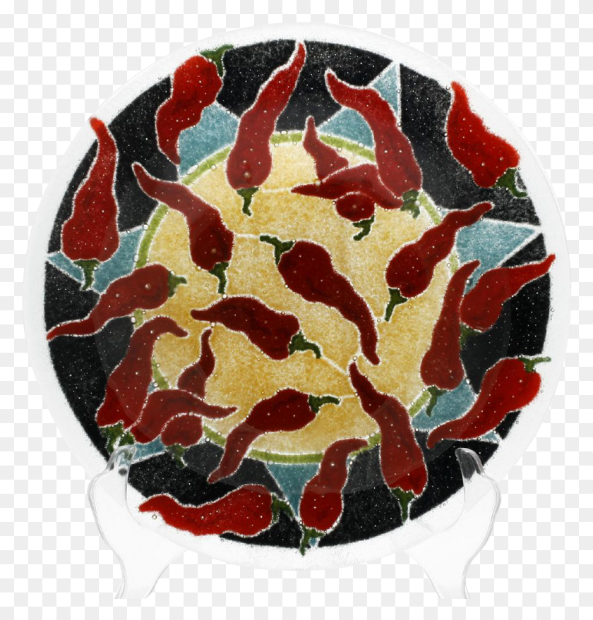 947x995 Peggy Karr Chili Peppers Fused Glass Bowl Studio Art Floral Design, Dish, Meal, Food HD PNG Download