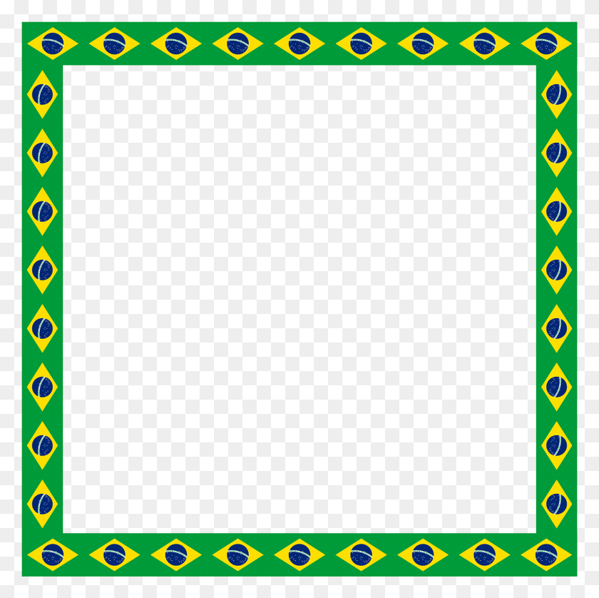 1384x1382 Pele Brazil Flag Border Illustration Picture Frame, Blackboard, Text HD PNG Download