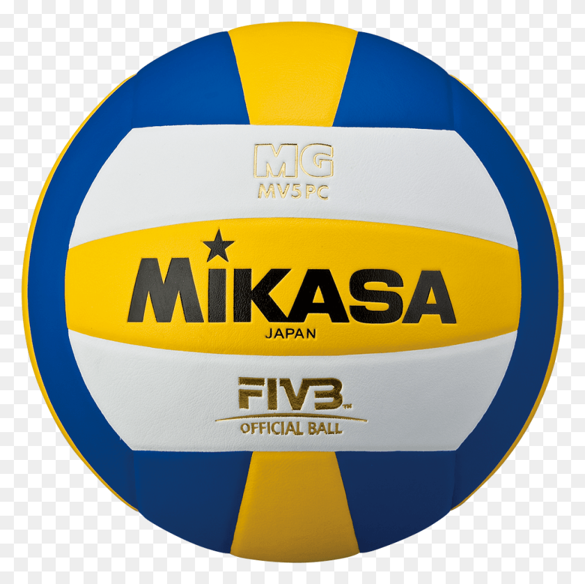 961x959 Pelota De Voley Mikasa Cuero Sintetico Pegada Azul Amarillo Y Blanco Voleibol, Pelota, Deporte, Deportes Hd Png Descargar