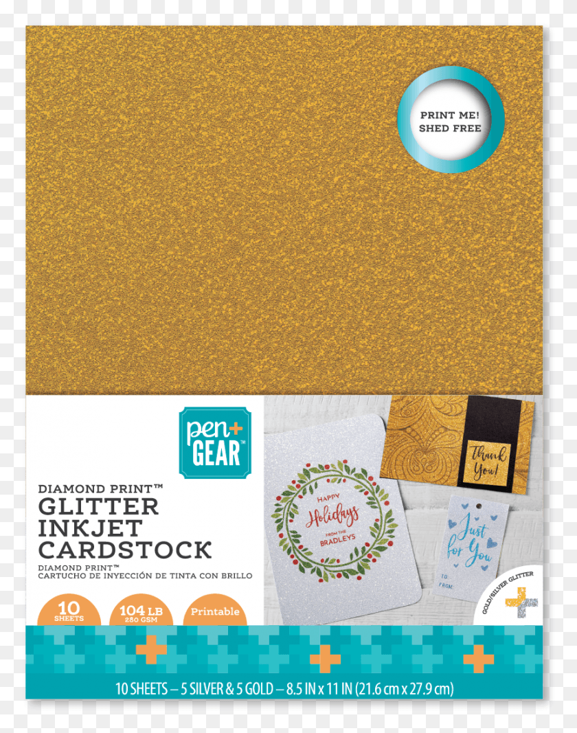 860x1111 Pen Gear Glitter Inkjet Printable Silver Gold Cardstock Sketch Pad, Text, Paper, Rug HD PNG Download