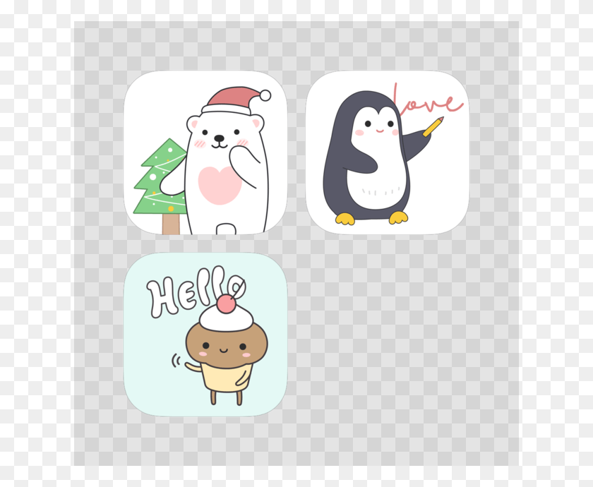 630x630 Penguin Amp Bear Amp Cupcake Sticker Pack 4 Cartoon, Text, Nature, Outdoors HD PNG Download