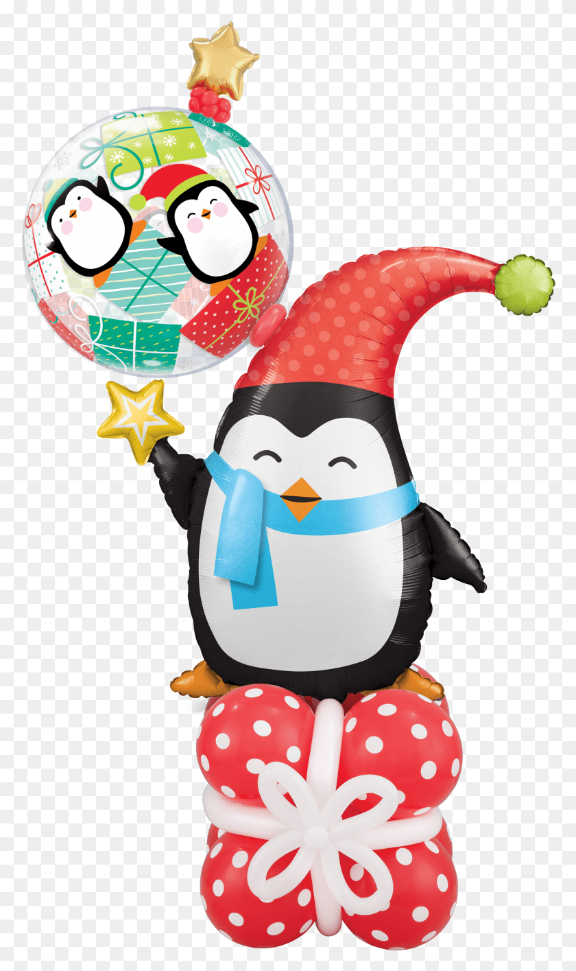 1818x3159 Пингвин Рождественский Воздушный Шар Пьедестал Тюки Qualatex Natal Hd Png Скачать