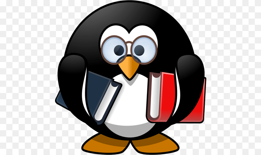 Penguin With Textbooks Vector Image, Animal, Bird, Baby, Person Sticker PNG