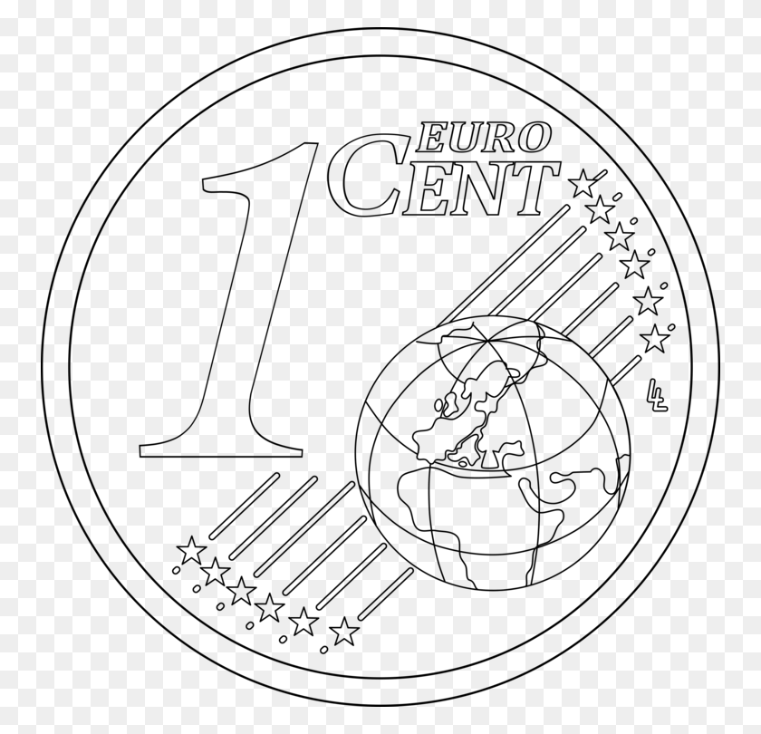750x750 Пенни Клипарт Цент 1 Цент Евро Монета Черно-Белый, Серый, Мир Варкрафта Png Скачать