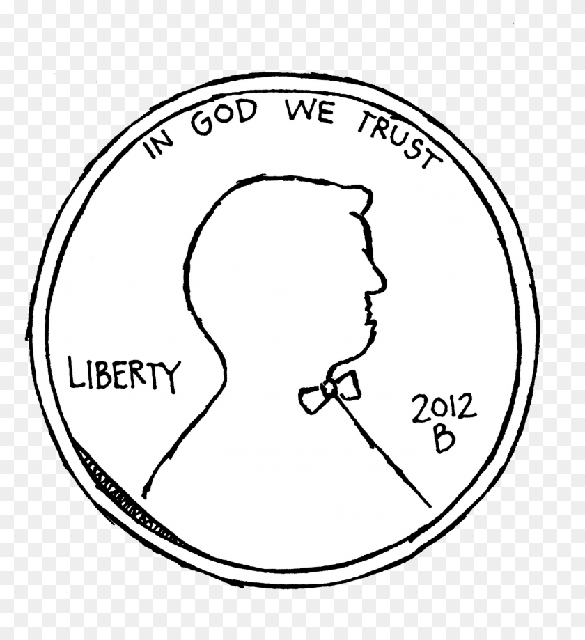 1407x1550 Penny Clipart Front Drawing Of Penny Coin, Text, Money, Label HD PNG Download