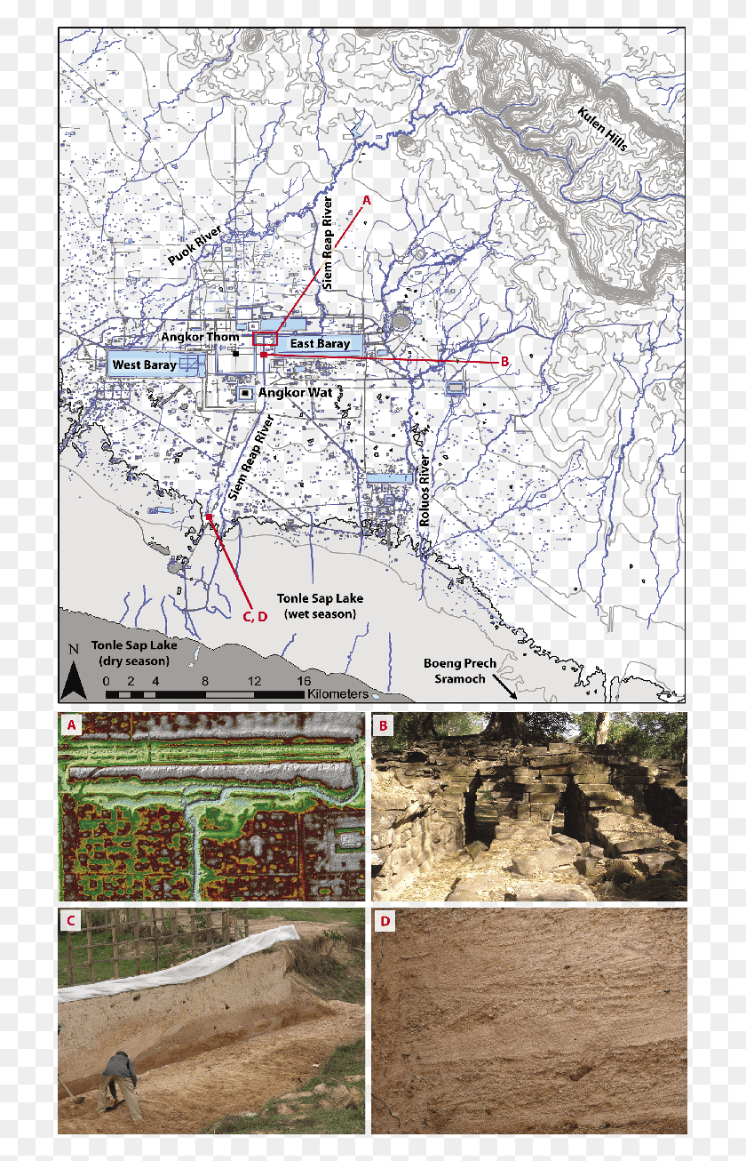 709x1246 Descargar Png Penny Lucifs Figure1 Lvg Test1 Angkor Extensive Canal Network, Map, Diagram, Plot Hd Png