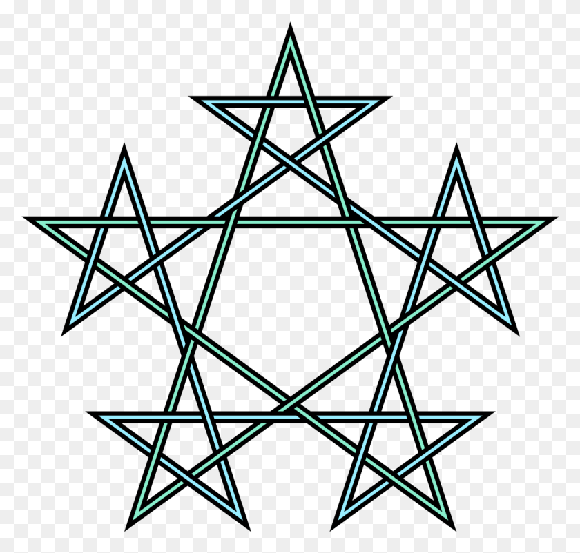 1039x989 Pentagrams Interlaced Pattern Wiccan 3rd Degree Symbol, Star Symbol, Utility Pole, Bow HD PNG Download