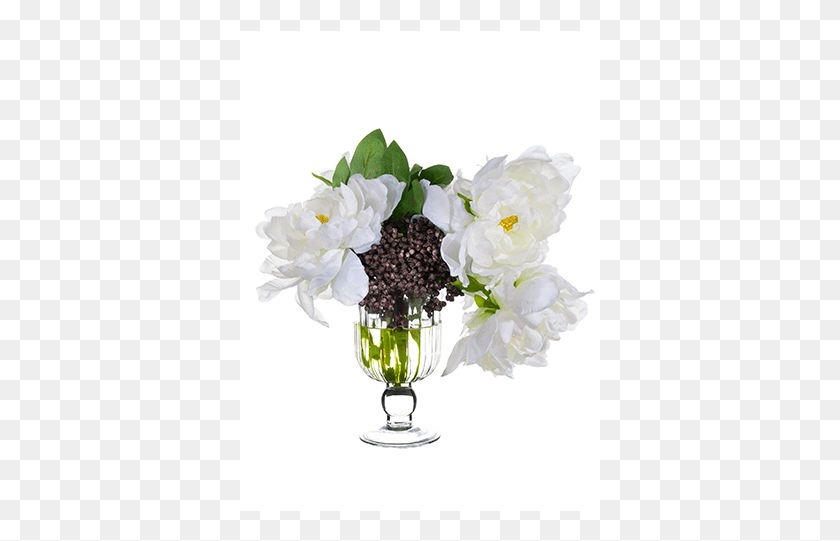 361x481 Peonysedum In Glass Vase White Black Garden Roses, Graphics, Floral Design HD PNG Download