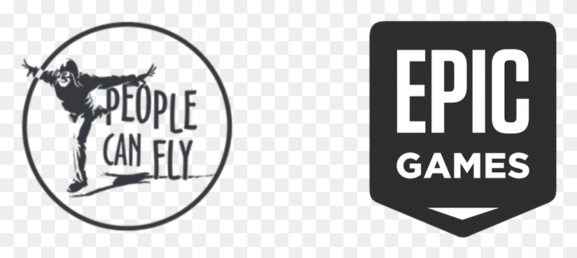 1009x409 Descargar Png People Can Fly Et Epic Games Logotipo De Diseño Gráfico, Texto, Electrónica, Símbolo Hd Png
