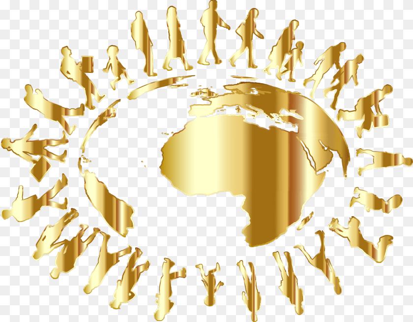 2356x1834 People Circling Around The Earth Gold Clip Arts, Person, Baby, Logo Sticker PNG