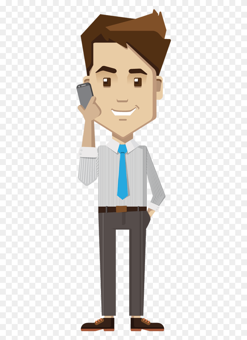 322x1094 People Clipart Phone Thinking Man Cartoon, Tie, Accessories, Accessory HD PNG Download