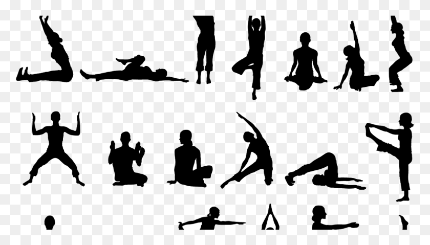 1174x631 People Silhouette Exercising Yoga Action, Bird, Animal HD PNG Download