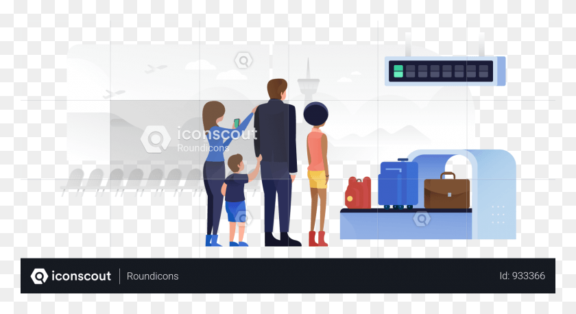 1500x766 People Waiting For Luggage At Baggage Carousel Illustration Team, Person, Human, Airport HD PNG Download