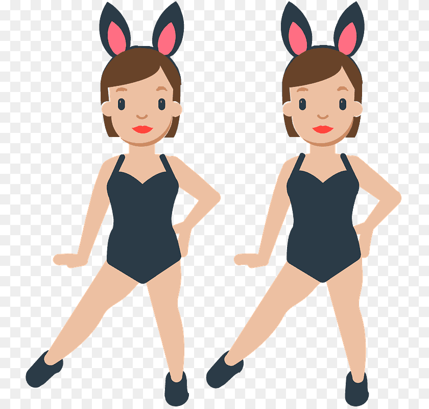 800x800 People With Bunny Ears Emoji Woman With Bunny Ears Emoji, Swimwear, Clothing, Person, Leisure Activities Clipart PNG