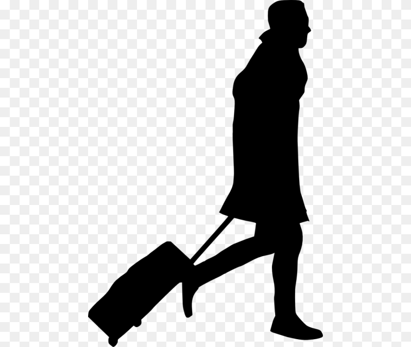 480x711 People With Luggage Silhouette, Adult, Male, Man, Person PNG