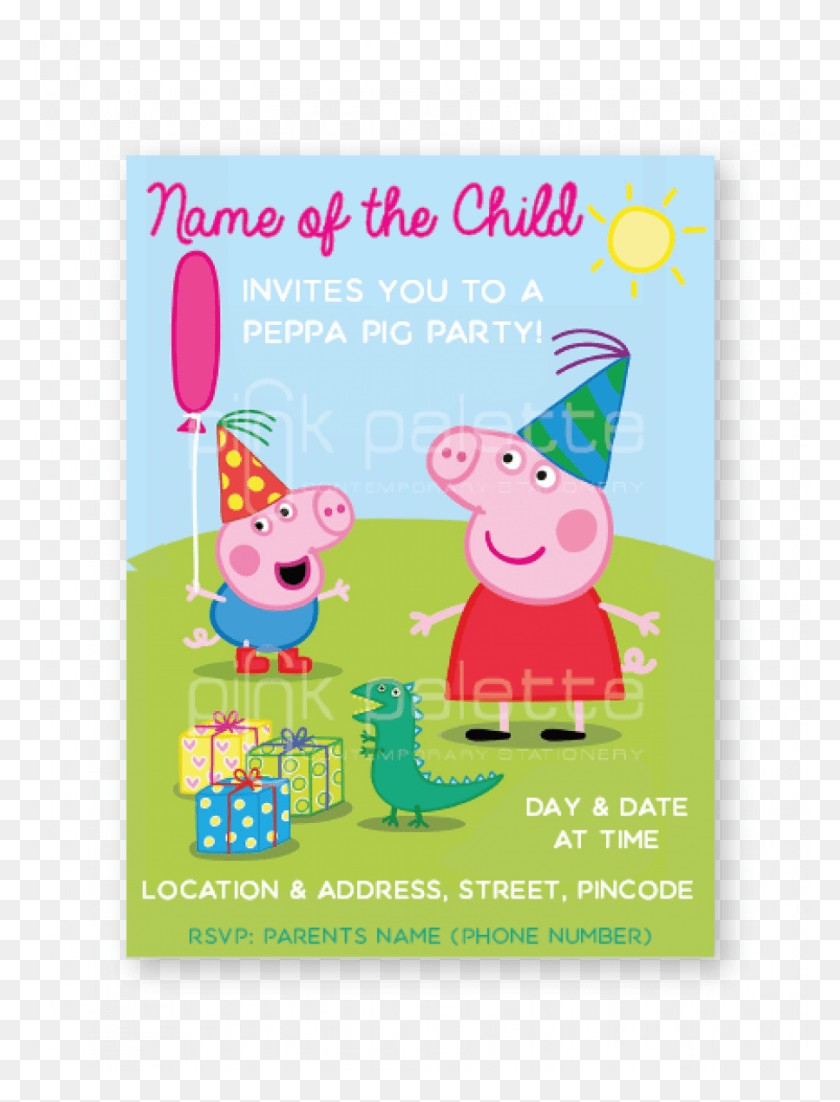 899x1201 Peppa Pig Party E Invite Peppa Pig My Birthday Party, Clothing, Apparel, Party Hat HD PNG Download