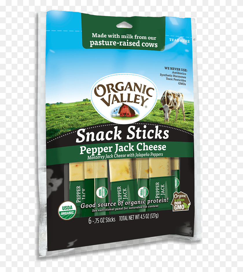617x877 Pepper Jack Snack Sticks Pepper Jack Snack Sticks Organic Valley Pepper Jack Cheese Sticks, Plant, Cow, Cattle HD PNG Download