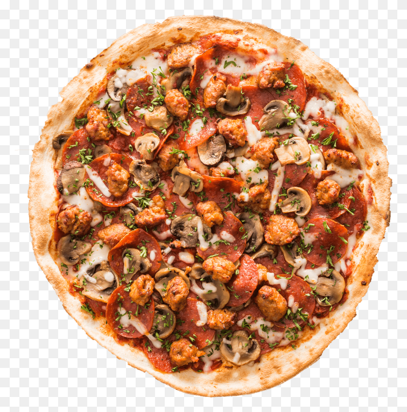 2700x2739 Pepperoni Italian Sausage Mushrooms Amp Red Tomato, Pizza, Food, Dish HD PNG Download
