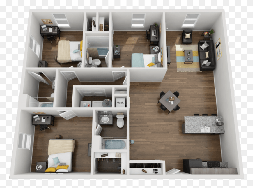 862x626 Per Bed Month De Apartamentos, Floor Plan, Diagram, Plan HD PNG Download