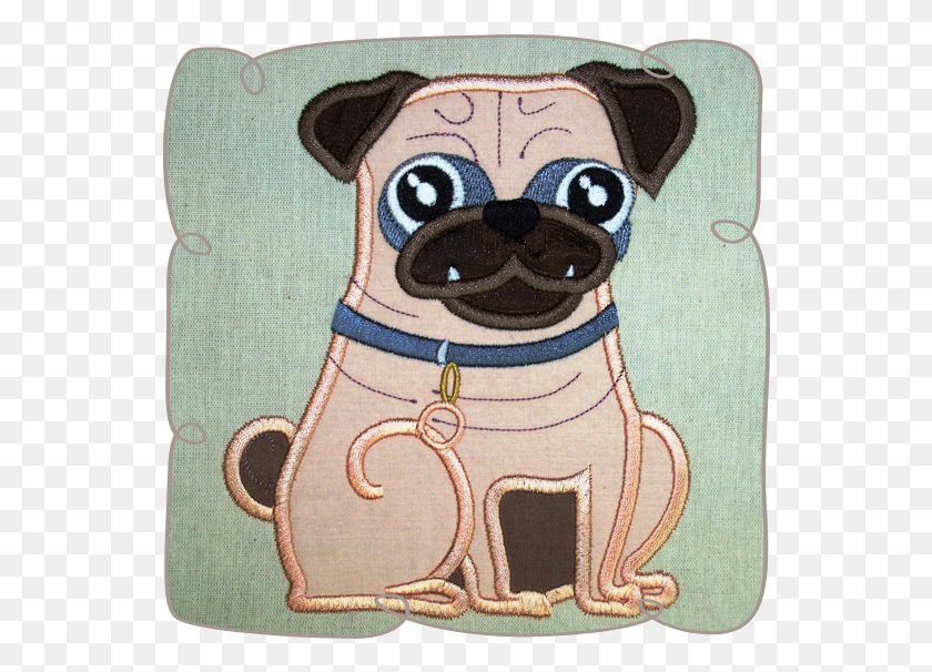 548x546 Perry Pug Dog Applique Machine Embroidery Design Pattern Instant Pug Dog Embroidery, Cushion, Pillow, Patchwork HD PNG Download