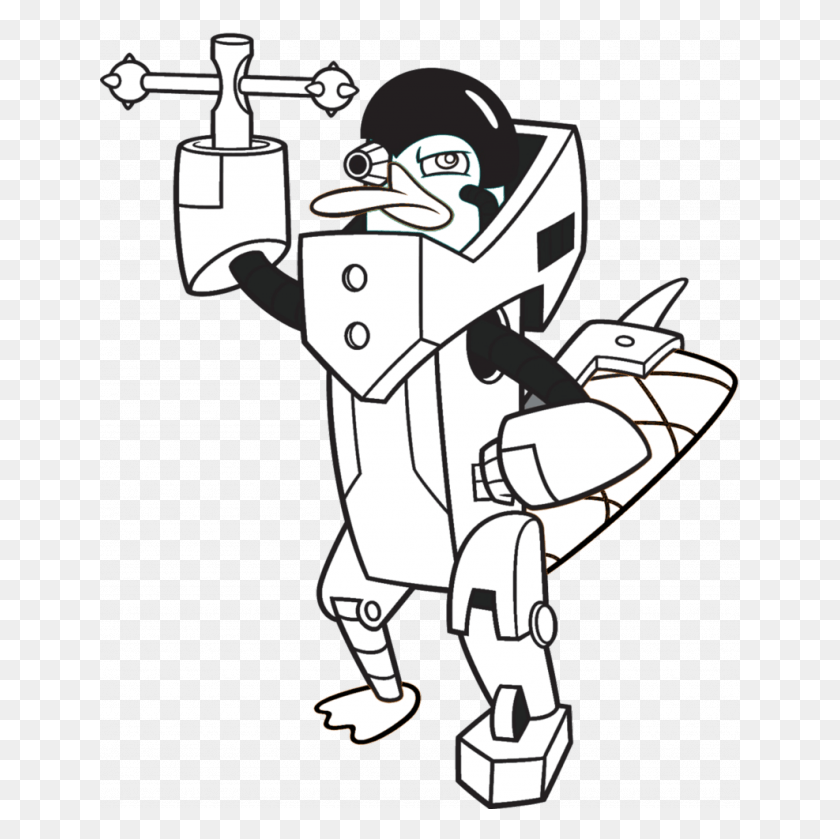 640x779 Perry The Platypus Coloring, Robot, Stencil HD PNG Download