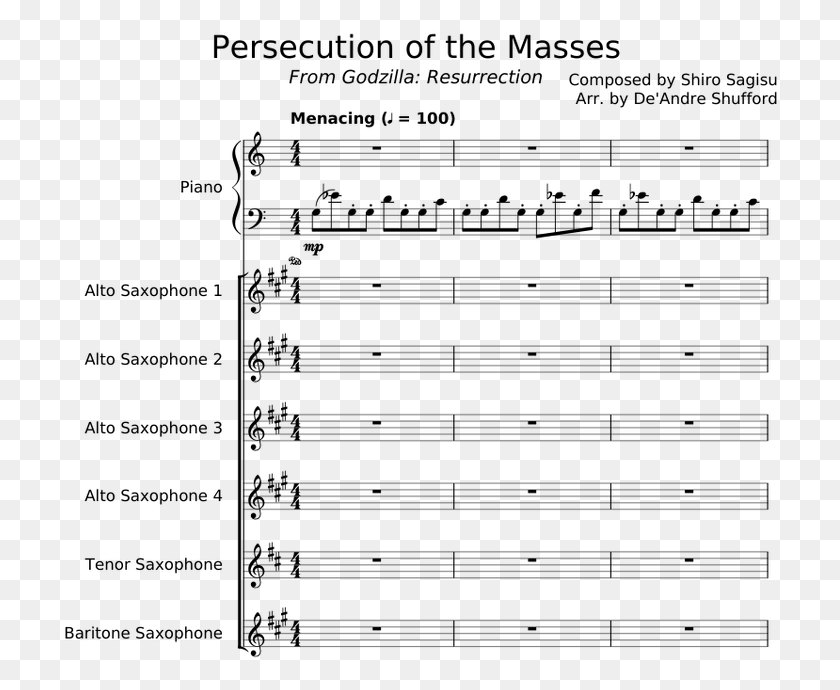 715x630 Persecution Of The Masses Sheet Music For Piano Alto Sheet Music, Gray, World Of Warcraft HD PNG Download